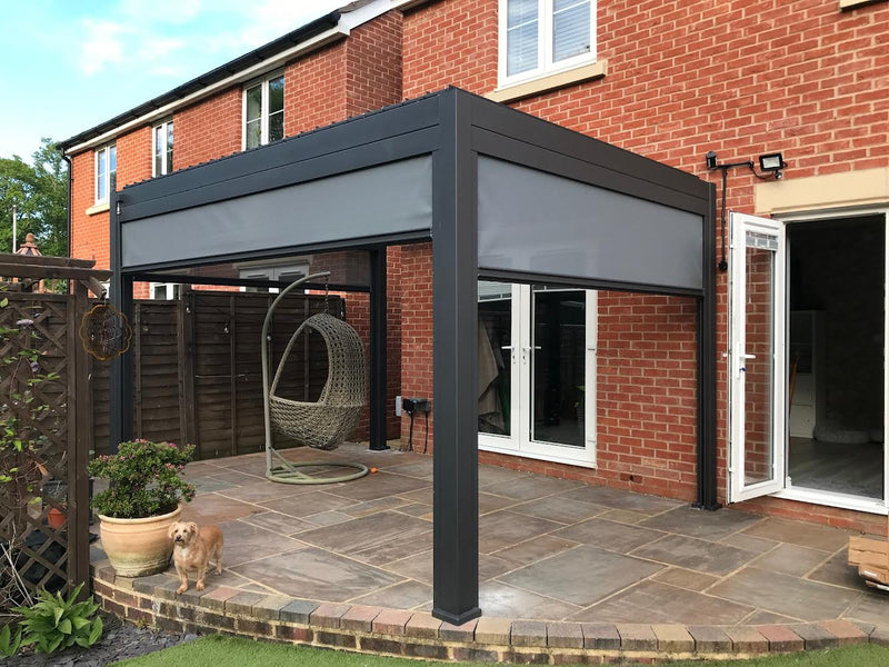 Laden Sie das Bild in Galerie -Viewer, Nova – Titan-Aluminium-Pergola, 4 m x 3 m, rechteckig – Grau 
