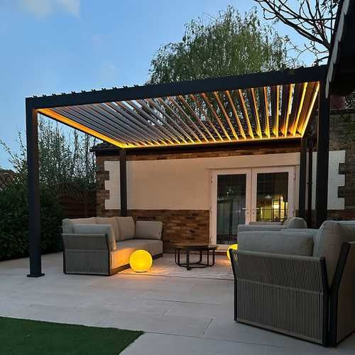 Nova Titan Plus LED 4m x 3m Rectangular Motorised Aluminium Pergola Grey