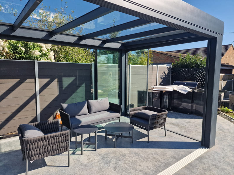 Cargue la imagen en el visor de la galería, Ultraline Cube Aluminium Glass Sun Room Flat Roof Veranda
