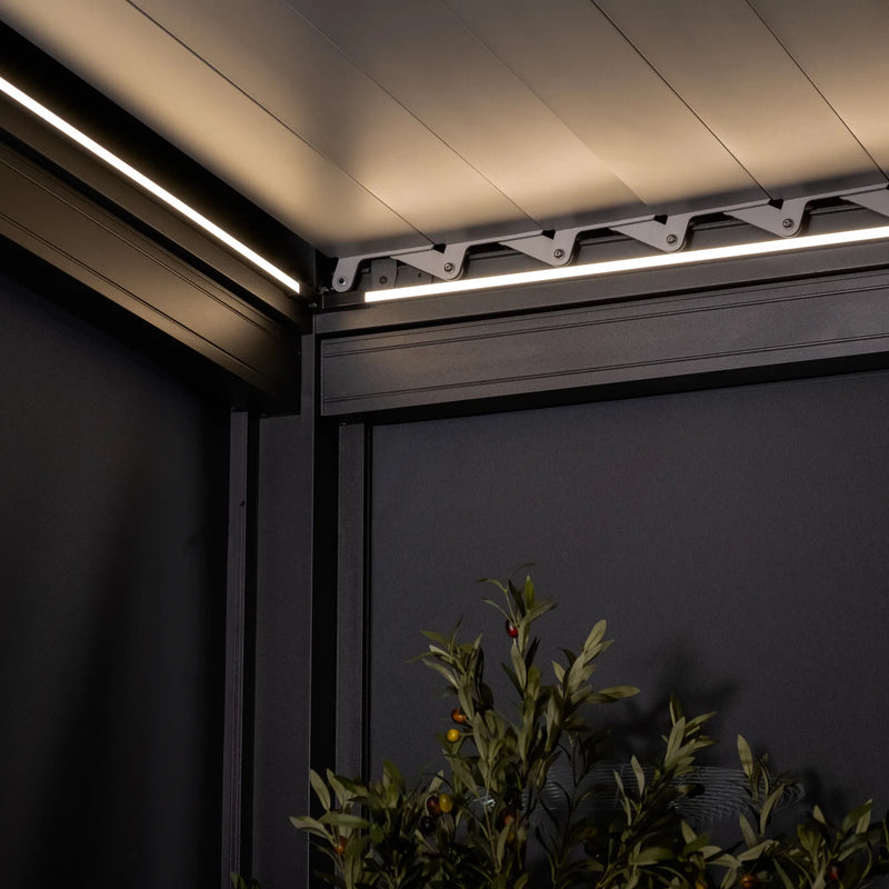 Cargue la imagen en el visor de la galería, Solis Electric Retractable Roof with LED lights Aluminium Pergola 4x3m
