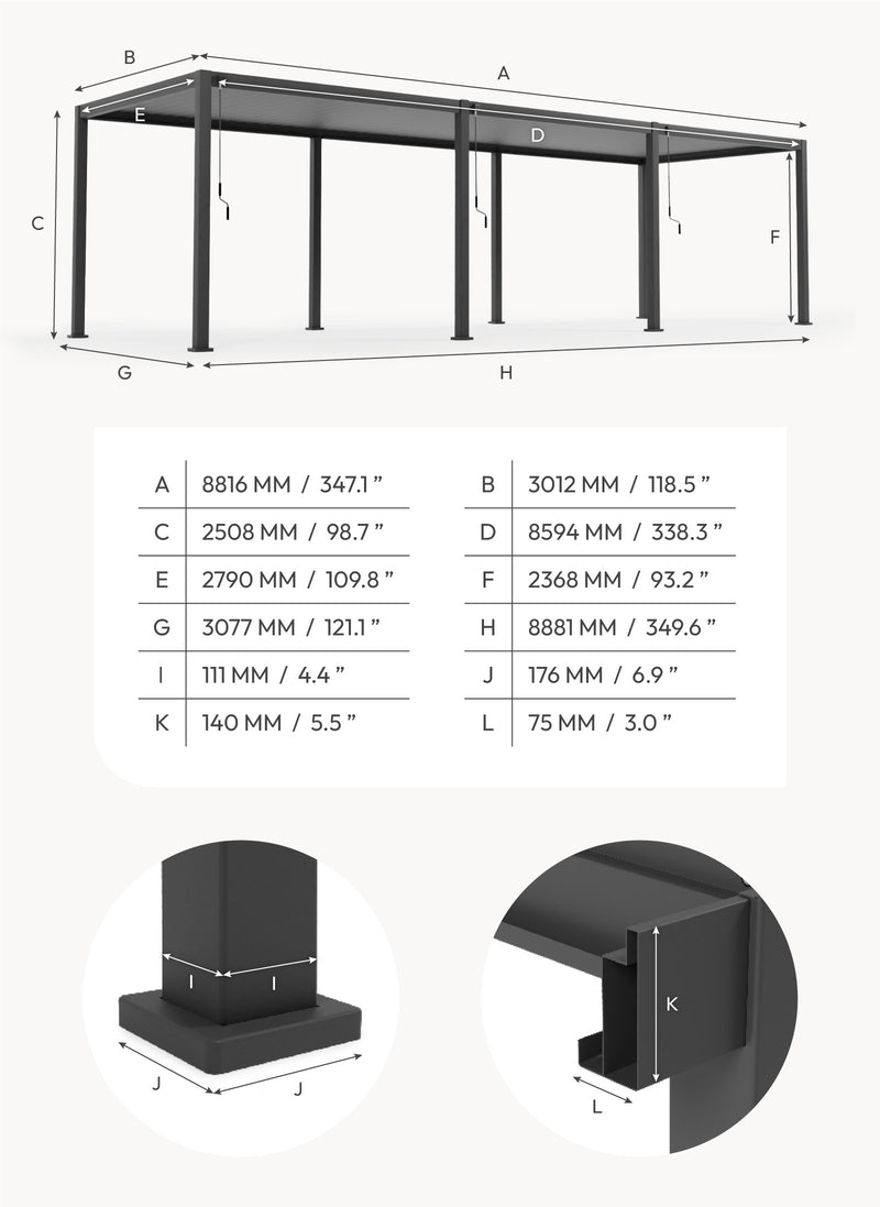 Load image into Gallery viewer, Nova Titan 9m x 3m Rectangular Aluminium Pergola

