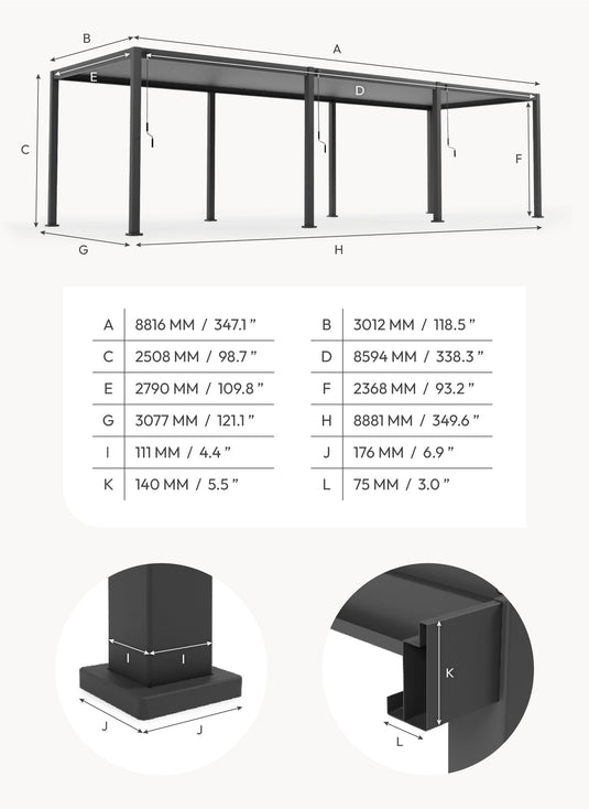Nova Titan 9m x 3m Rectangular Aluminium Pergola