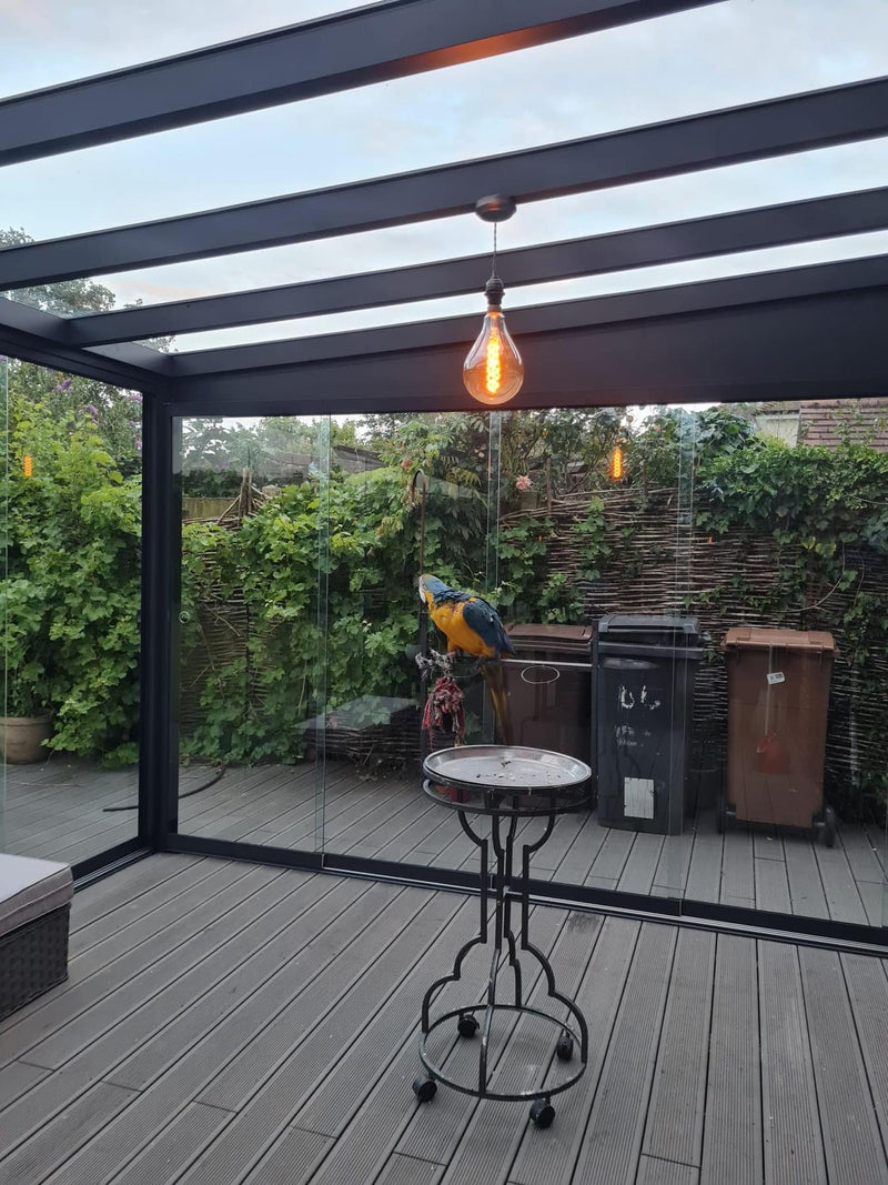 Laden Sie das Bild in Galerie -Viewer, Deponti 4x4m Skyline Aluminium Glasdach Pergola Veranda Grau 
