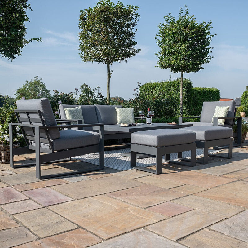 Load image into Gallery viewer, Maze - Amalfi 2 Seat Aluminium Sofa Set
with Rising Table plus Armchairs &amp; Footstools - Grey
