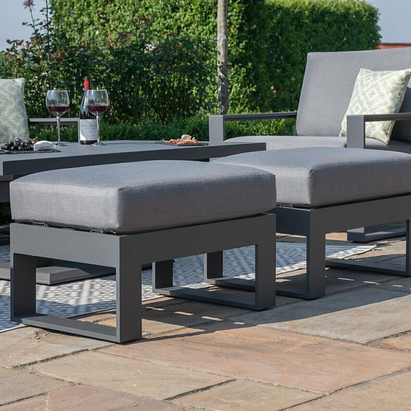 Load image into Gallery viewer, Maze - Amalfi 2 Seat Aluminium Sofa Set
with Rising Table plus Armchairs &amp; Footstools - Grey
