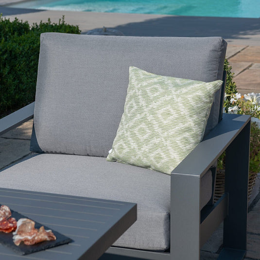 Maze - Amalfi 2 Seat Aluminium Sofa Set
with Rising Table plus Armchairs & Footstools - Grey