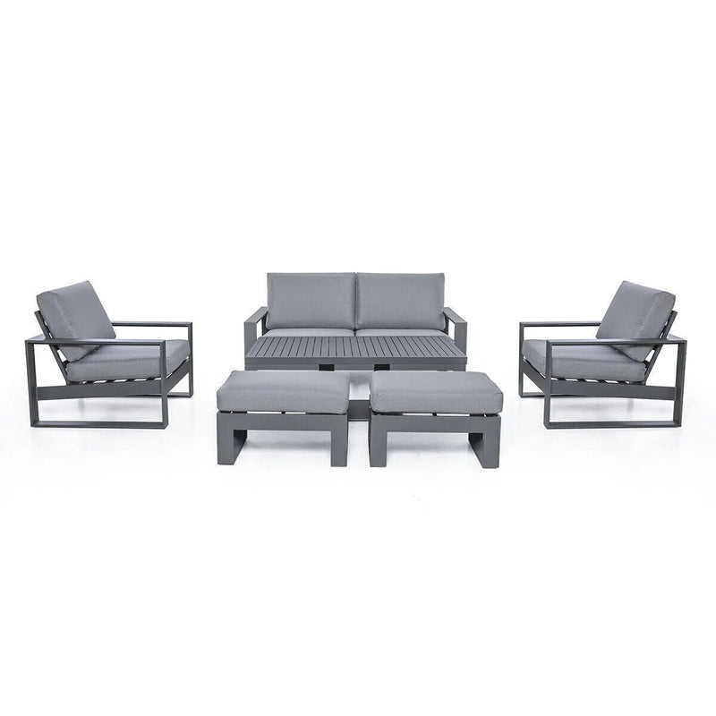 Load image into Gallery viewer, Maze - Amalfi 2 Seat Aluminium Sofa Set
with Rising Table plus Armchairs &amp; Footstools - Grey

