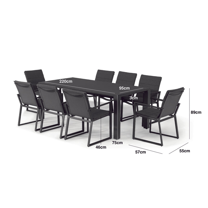 Laden Sie das Bild in Galerie -Viewer, Maze - Manhattan 8 Seat Rectangular Aluminium Dining Set
