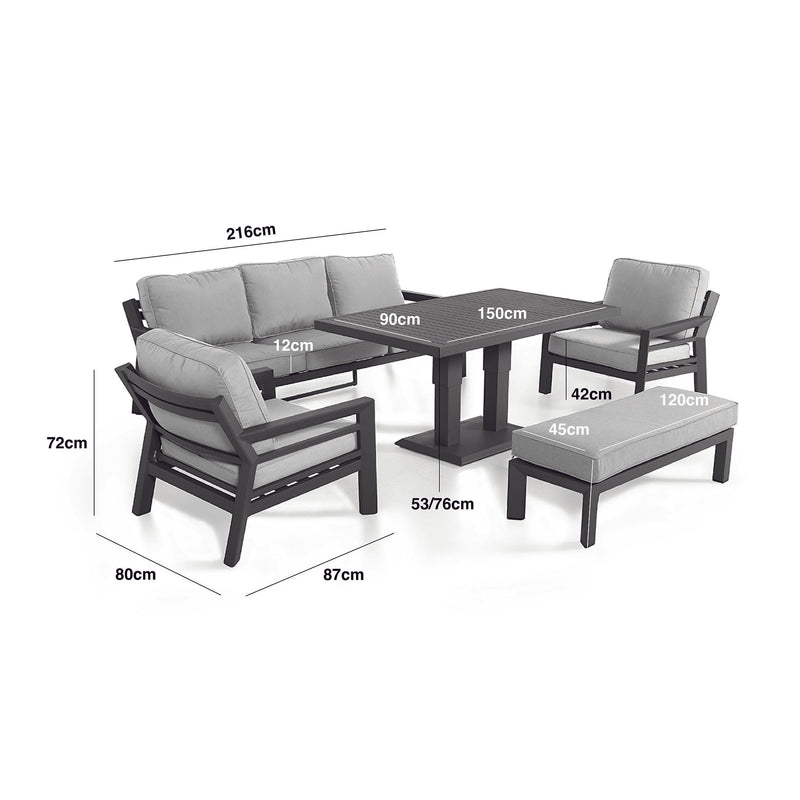 Load image into Gallery viewer, Maze - New York 3 Seat Sofa Aluminium Sofa Set
with Rising Table - Dove Grey
