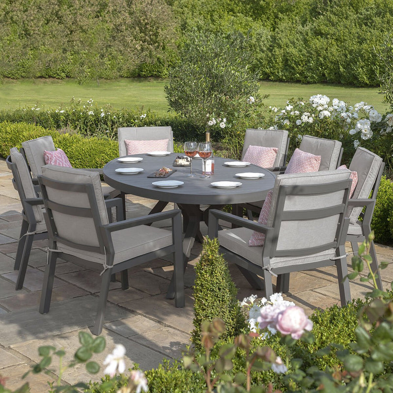 Load image into Gallery viewer, Maze - New York 8 Seat Oval Aluminium Dining Set - Dove Grey
