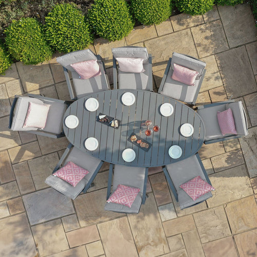 Maze - New York 8 Seat Oval Aluminium Dining Set - Dove Grey