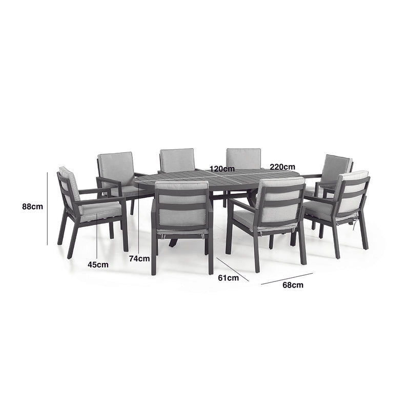 Load image into Gallery viewer, Maze - New York 8 Seat Oval Aluminium Dining Set - Dove Grey
