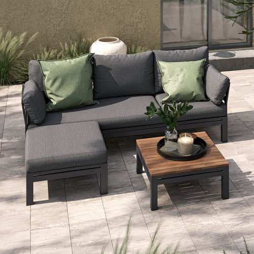 Oslo Chaise Sofa Set / Charcoal