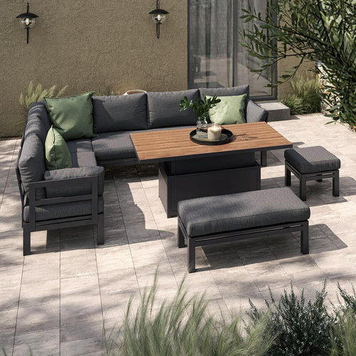 Maze - Oslo Aluminium Corner Group
with Teak Rising Table - Charcoal