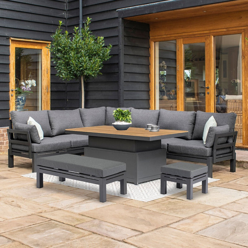 Load image into Gallery viewer, Maze - Oslo Aluminium Corner Group
with Teak Rising Table - Charcoal
