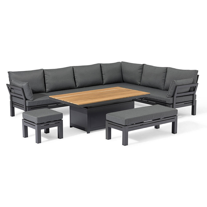 Load image into Gallery viewer, Maze - Oslo Aluminium Corner Group
with Teak Rising Table - Charcoal
