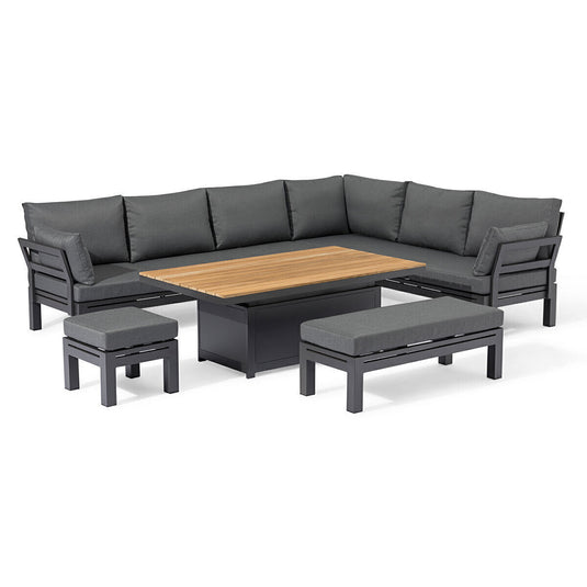 Maze - Oslo Aluminium Corner Group
with Teak Rising Table - Charcoal