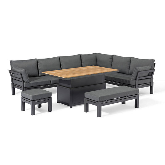 Maze - Oslo Aluminium Corner Group
with Teak Rising Table - Charcoal