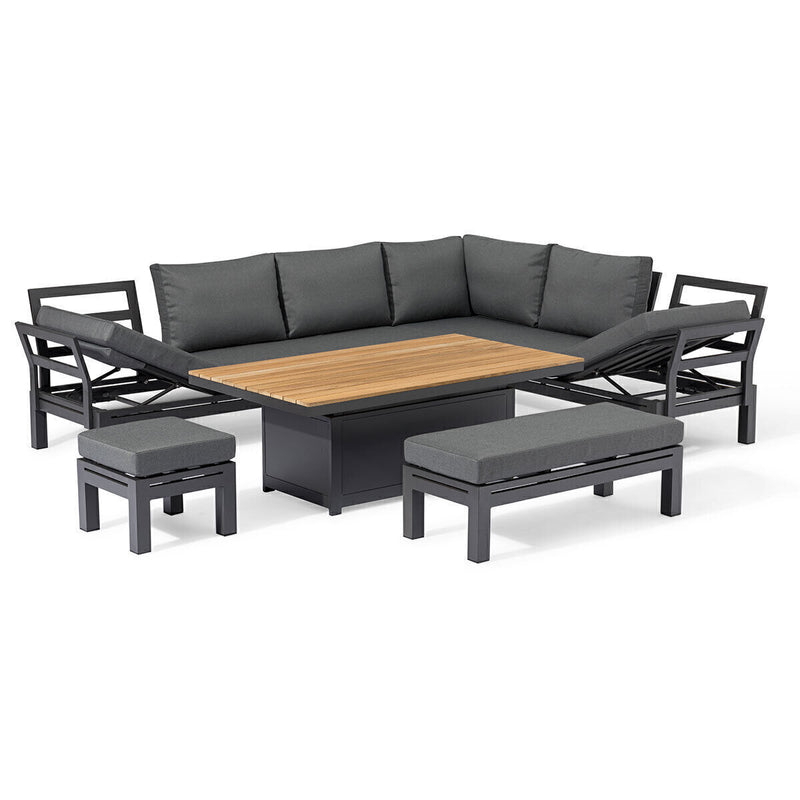 Load image into Gallery viewer, Maze - Oslo Aluminium Corner Group
with Teak Rising Table - Charcoal
