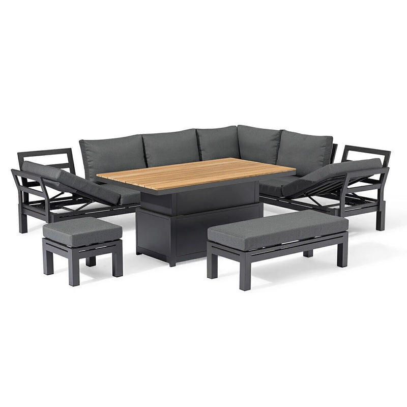 Load image into Gallery viewer, Maze - Oslo Aluminium Corner Group
with Teak Rising Table - Charcoal
