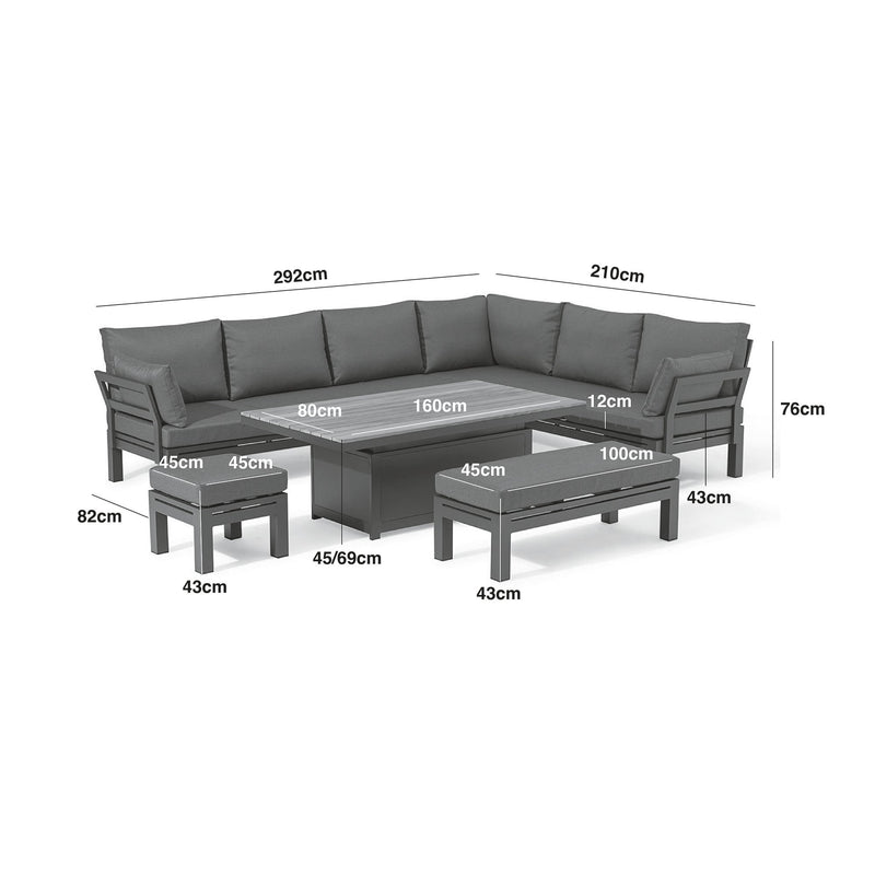 Load image into Gallery viewer, Maze - Oslo Aluminium Corner Group
with Teak Rising Table - Charcoal
