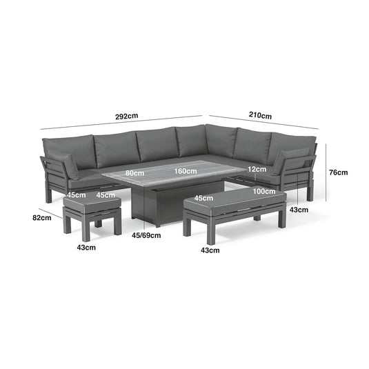 Maze - Oslo Aluminium Corner Group
with Teak Rising Table - Charcoal