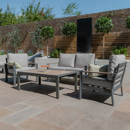 Maze - Vancouver 2 Seat Aluminium Sofa Set
with Rectangular Coffee Table - Dove Grey
