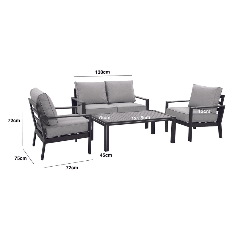 Load image into Gallery viewer, Maze - Vancouver 2 Seat Aluminium Sofa Set
with Rectangular Coffee Table - Dove Grey
