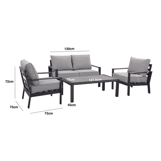 Maze - Vancouver 2 Seat Aluminium Sofa Set
with Rectangular Coffee Table - Dove Grey