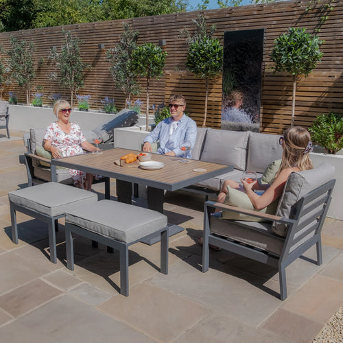 Maze - Vancouver 3 Seat Aluminium Sofa Set
with Rising Table & 2 Stools - Dove Grey