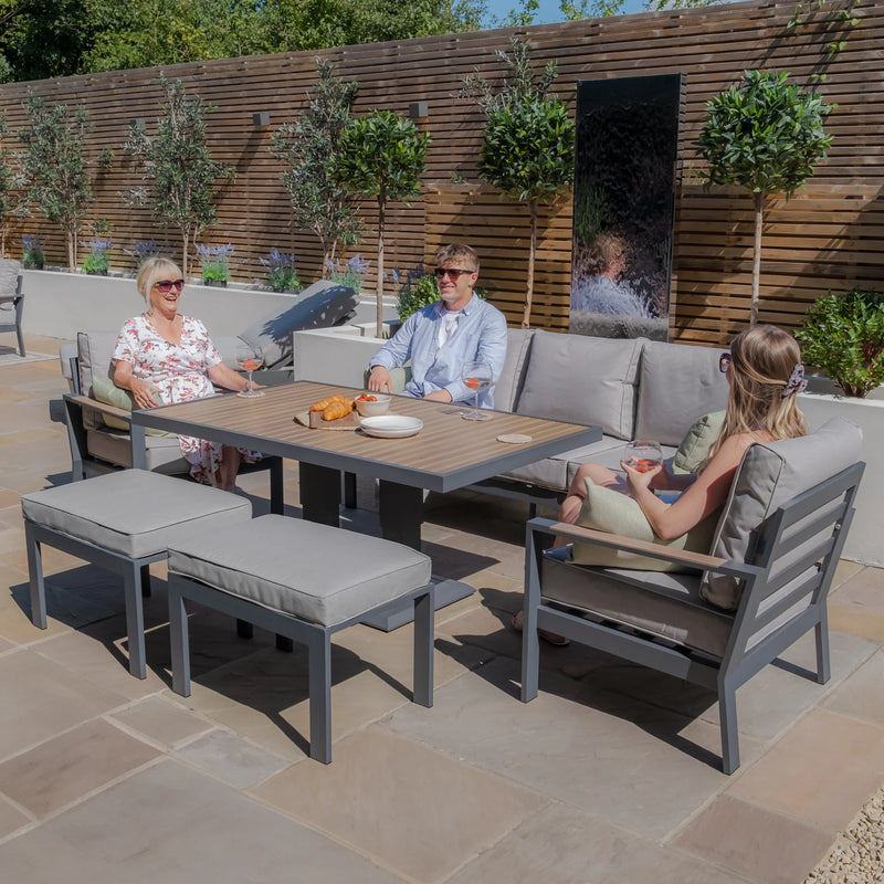 Load image into Gallery viewer, Maze - Vancouver 3 Seat Aluminium Sofa Set
with Rising Table &amp; 2 Stools - Dove Grey
