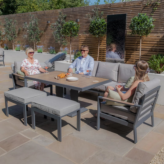 Maze - Vancouver 3 Seat Aluminium Sofa Set
with Rising Table & 2 Stools - Dove Grey