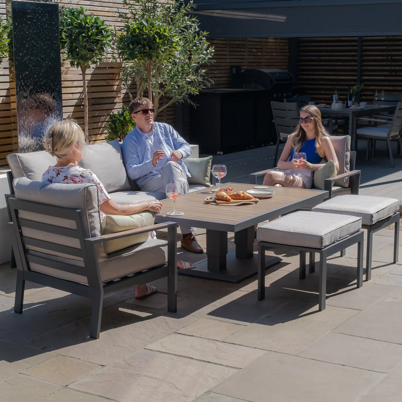 Load image into Gallery viewer, Maze - Vancouver 3 Seat Aluminium Sofa Set
with Rising Table &amp; 2 Stools - Dove Grey
