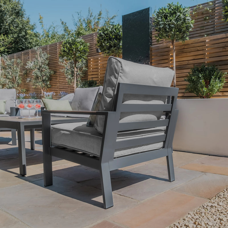 Load image into Gallery viewer, Maze - Vancouver 3 Seat Aluminium Sofa Set
with Rising Table &amp; 2 Stools - Dove Grey

