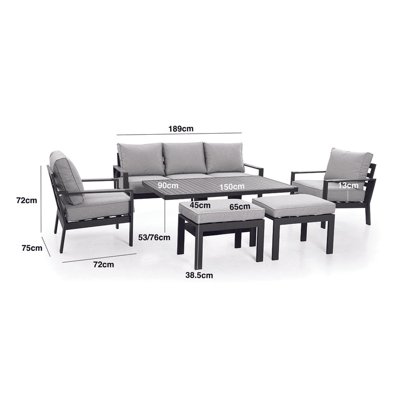 Load image into Gallery viewer, Maze - Vancouver 3 Seat Aluminium Sofa Set
with Rising Table &amp; 2 Stools - Dove Grey
