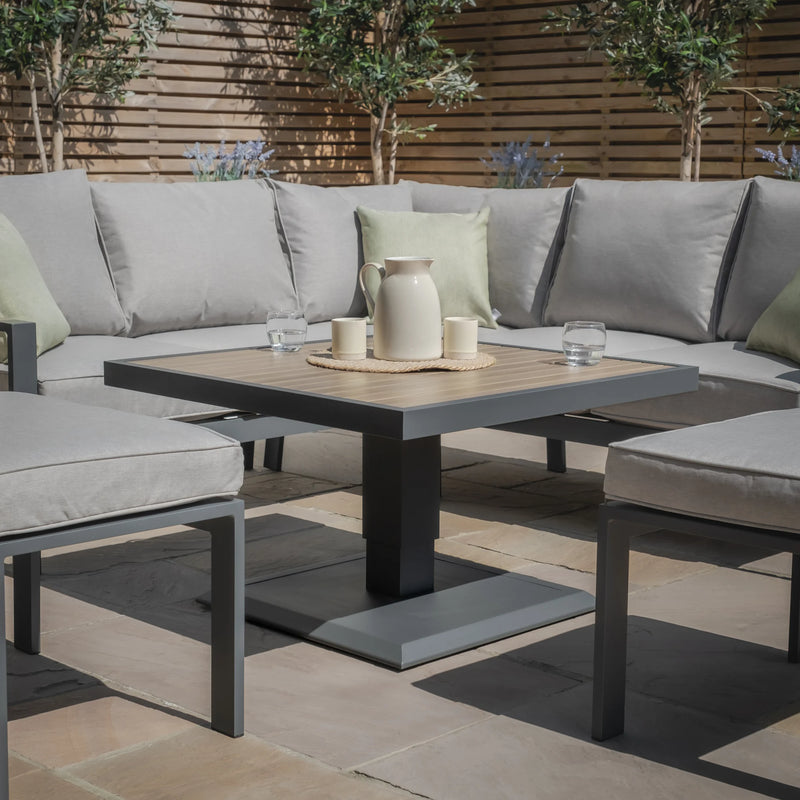 Load image into Gallery viewer, Maze - Vancouver Small Aluminium Corner Dining Set
with Square Rising Table &amp; 2 Stools - Dove Grey
