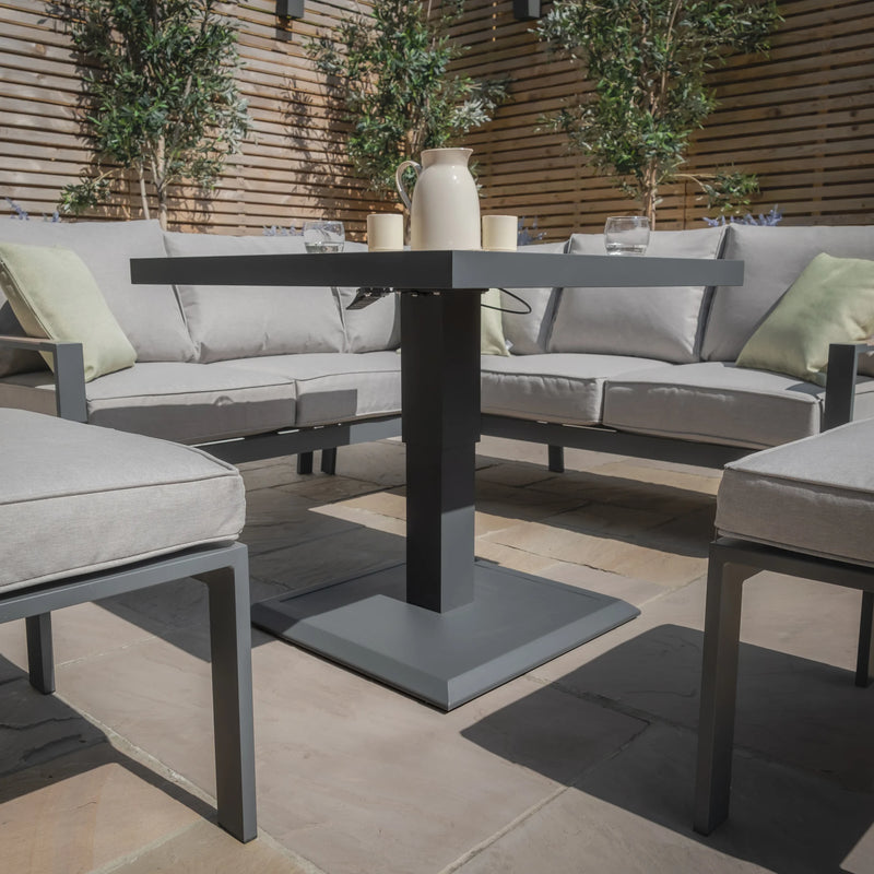 Load image into Gallery viewer, Maze - Vancouver Small Aluminium Corner Dining Set
with Square Rising Table &amp; 2 Stools - Dove Grey
