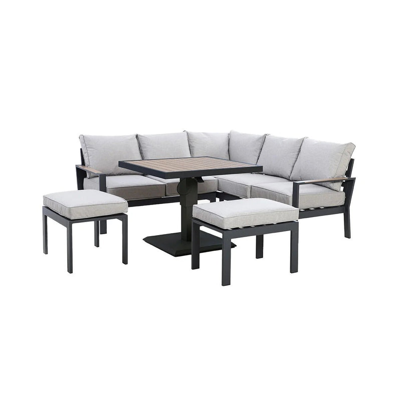 Load image into Gallery viewer, Maze - Vancouver Small Aluminium Corner Dining Set
with Square Rising Table &amp; 2 Stools - Dove Grey
