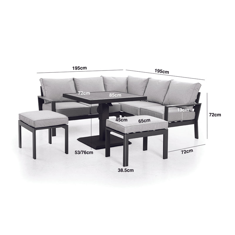 Load image into Gallery viewer, Maze - Vancouver Small Aluminium Corner Dining Set
with Square Rising Table &amp; 2 Stools - Dove Grey
