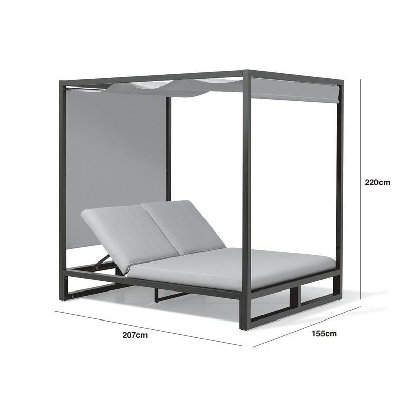 Load image into Gallery viewer, Maze - Outdoor Fabric Allure Cabana Double Sunlounger - Flanelle
