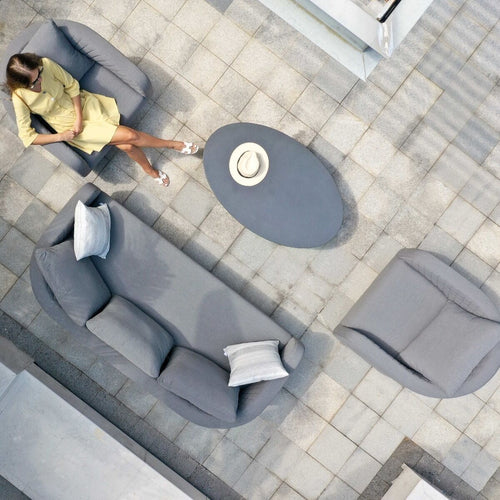 Maze - Outdoor Fabric Ambition 3 Seat Sofa Set
with Oval Coffee Table - Flanelle