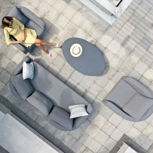Maze - Outdoor Fabric Ambition 3 Seat Sofa Set
with Oval Coffee Table - Flanelle