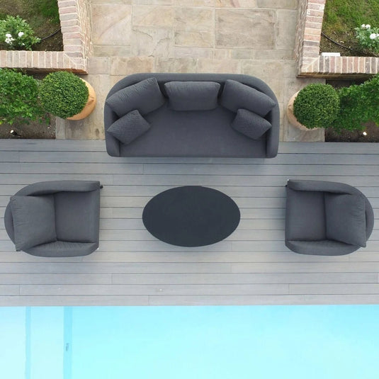 Maze - Outdoor Fabric Ambition 3 Seat Sofa Set
with Oval Coffee Table - Flanelle