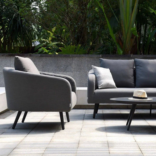 Maze - Outdoor Fabric Ambition 3 Seat Sofa Set
with Oval Coffee Table - Flanelle