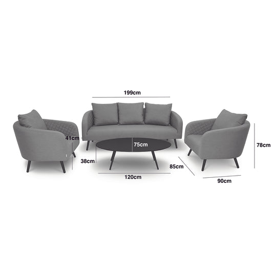 Maze - Outdoor Fabric Ambition 3 Seat Sofa Set
with Oval Coffee Table - Flanelle
