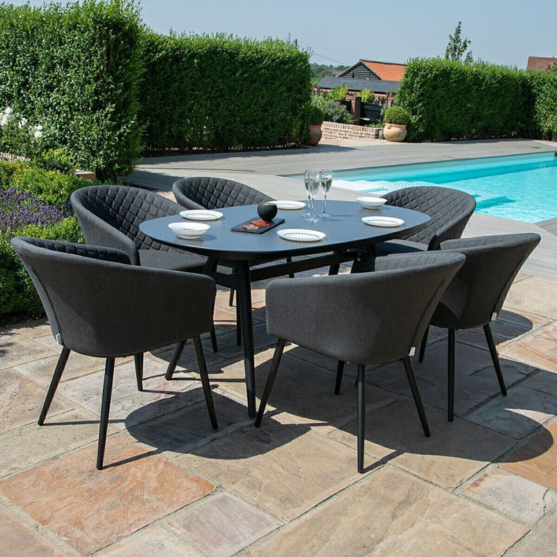 Load image into Gallery viewer, Maze - Outdoor Fabric Ambition 6 Seat Oval Dining Set - Charcoal

