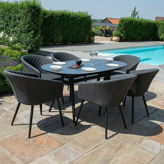 Maze - Outdoor Fabric Ambition 6 Seat Oval Dining Set - Charcoal