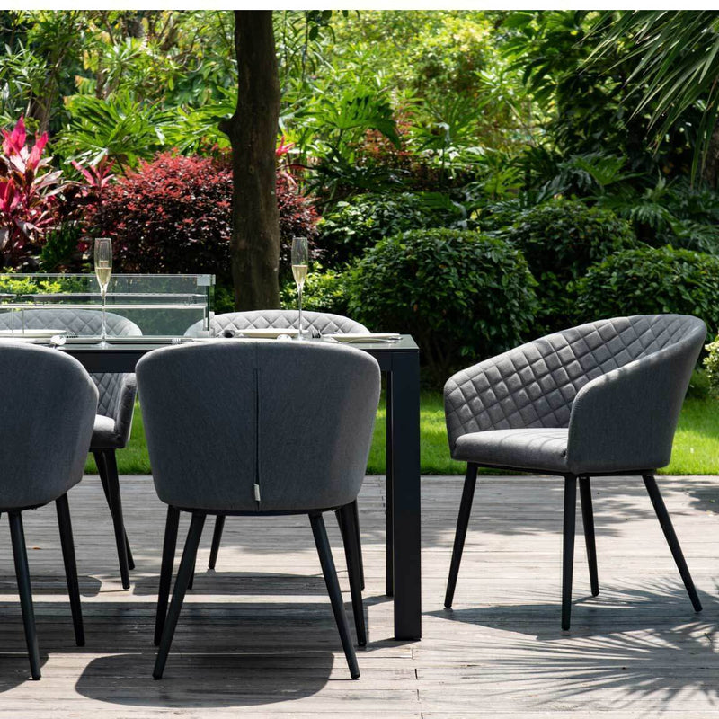 Load image into Gallery viewer, Maze - Outdoor Fabric Ambition 8 Seat Rectangular Dining Set
with Fire Pit Table - Flanelle
