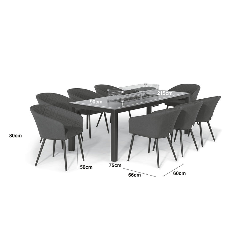 Load image into Gallery viewer, Maze - Outdoor Fabric Ambition 8 Seat Rectangular Dining Set
with Fire Pit Table - Flanelle
