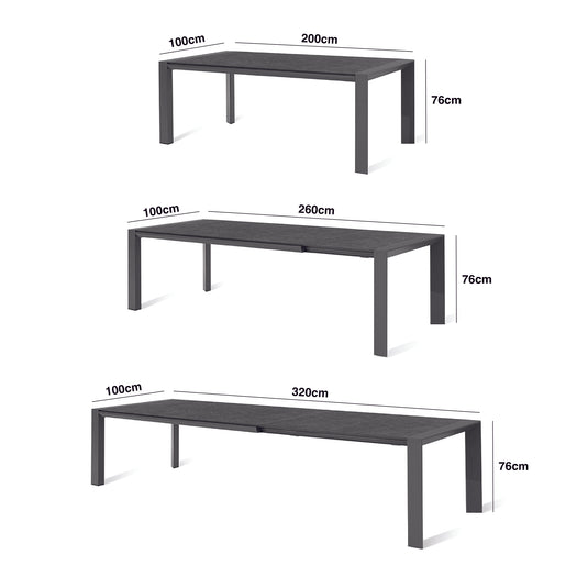 Maze - Outdoor Fabric Ambition 6 - 10 Seat Extending Dining Set - Charcoal